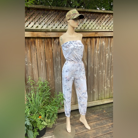 Hand Dyed Splatter Effect Tube Top Jumpsuit - Picture 8 of 14